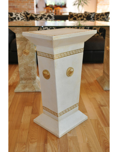 Stół szklany 6035 biały złocony