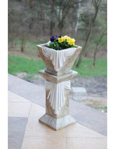 Elegancka donica w stylu klasycznym z greckim motywem, marmur H: 33 cm waza misa