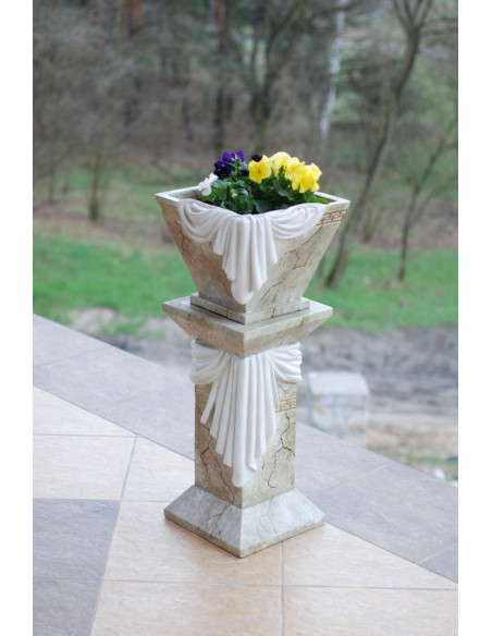 Elegancka donica w stylu klasycznym z greckim motywem, marmur H: 33 cm waza misa