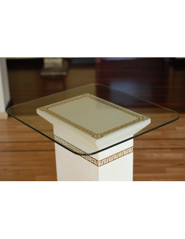 Mały stół szklany biały złocony