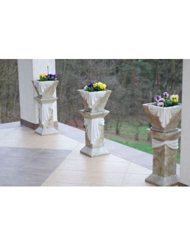 Elegancka donica w stylu klasycznym z greckim motywem, marmur H: 33 cm waza misa