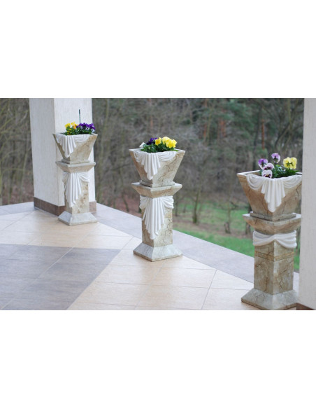 Elegancka donica w stylu klasycznym z greckim motywem, marmur H: 33 cm waza misa