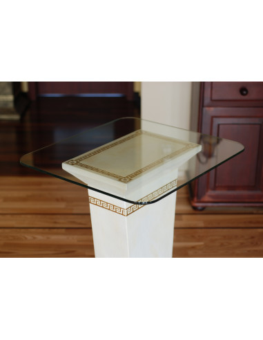 Mały stół szklany biały złocony