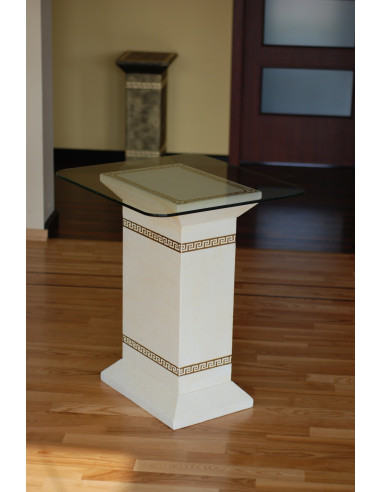 Mały stół szklany biały złocony