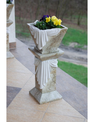 Elegancka donica w stylu klasycznym z greckim motywem, marmur H: 33 cm waza misa