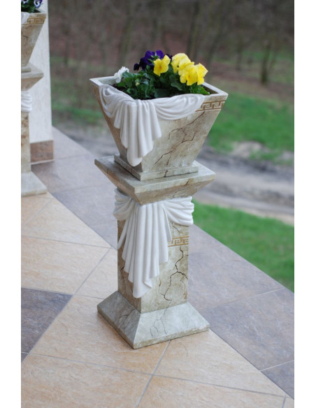 Elegancka donica w stylu klasycznym z greckim motywem, marmur H: 33 cm waza misa