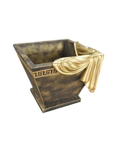 Elegancka donica w stylu greckim, dekoracyjna złota z czarnym H: 33 cm waza misa