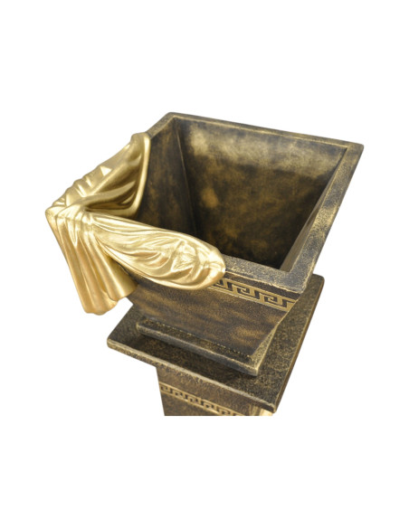 Elegancka donica w stylu greckim, dekoracyjna złota z czarnym H: 33 cm waza misa