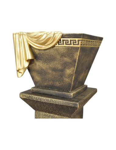 Elegancka donica w stylu greckim, dekoracyjna złota z czarnym H: 33 cm waza misa