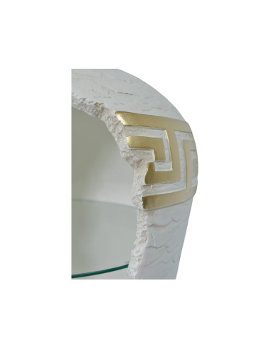 Biały barek regał w kształcie amfory - styl grecki, podświetlany, szklane półki, H: 1,27m