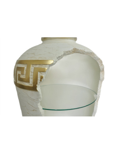 Biały barek regał w kształcie amfory - styl grecki, podświetlany, szklane półki, H: 1,27m