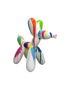 Figura Balon Dog Pop-Art drip painting styl Koons biały wysoki połysk żywica