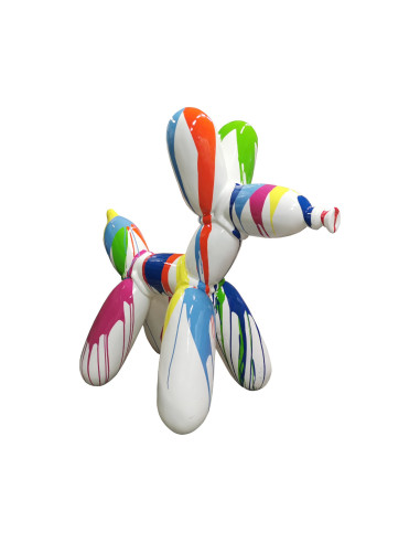 Figura Balon Dog Pop-Art drip painting styl Koons biały wysoki połysk żywica