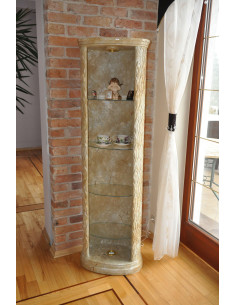 Regał narożny w stylu klasycznym złocony z oświetleniem i szklanymi półkami szklane półki 2