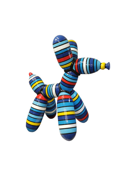 Figura Pies Pop-Art Balloon Dog w paski styl Koons wysoki połysk żywica