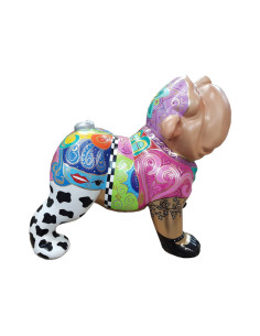 Figura Bulldog Pop-Art Boho Glam Patchwork Tattoo Multikolor wysoki połysk żywica