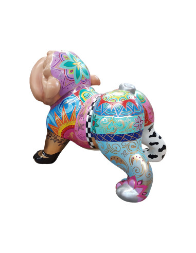 Figura Bulldog Pop-Art Boho Glam Patchwork Tattoo Multikolor wysoki połysk żywica