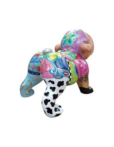 Figura Bulldog Pop-Art Boho Glam Patchwork Tattoo Multikolor wysoki połysk żywica