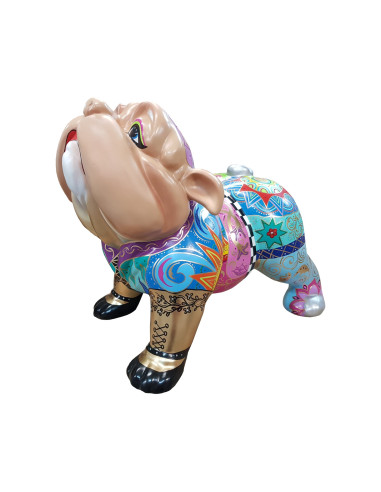 Figura Bulldog Pop-Art Boho Glam Patchwork Tattoo Multikolor wysoki połysk żywica
