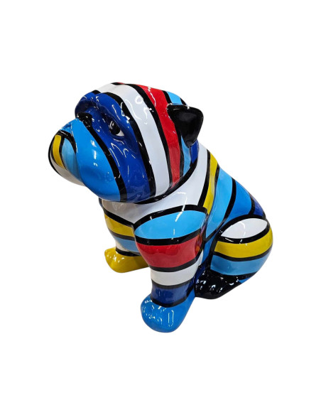Figura Buldog Pop-Art Hard-edge De Stijl Mondrian pasy multicolor wysoki połysk żywica