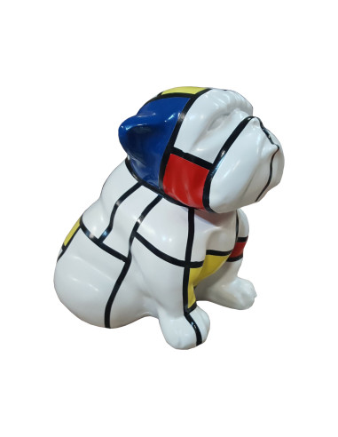 Figura Buldog Pop-Art Hard-edge De Stijl Mondrian multicolor wysoki połysk żywica