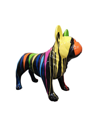 Figura Buldog Pop-Art Drip-Art Neo-Pop Rainbow Art wysoki połysk żywica
