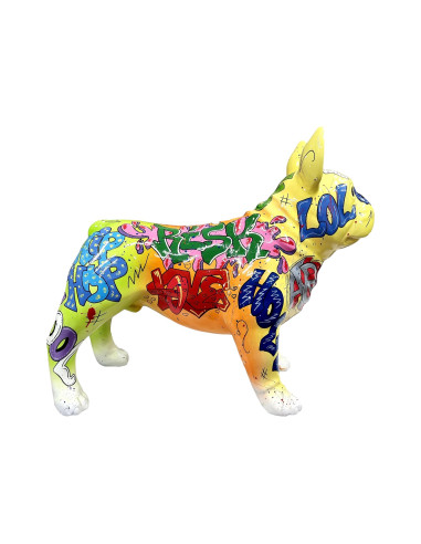 Figura Buldog Pop-Art Graffiti Street-Art Multicolor wysoki połysk żywica