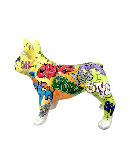 Figura Buldog Pop-Art Graffiti Street-Art Multicolor wysoki połysk żywica