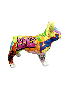 Figura Buldog Pop-Art Graffiti Street-Art Multicolor wysoki połysk żywica