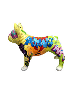 Figura Buldog Pop-Art Graffiti Street-Art Multicolor wysoki połysk żywica 2