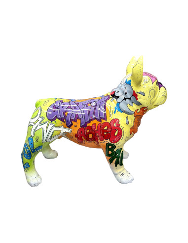 Figura Buldog Pop-Art Graffiti Street-Art Multicolor wysoki połysk żywica