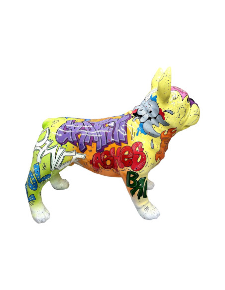 Figura Buldog Pop-Art Graffiti Street-Art Multicolor wysoki połysk żywica