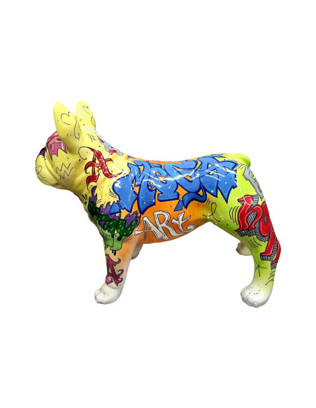 Figura Buldog Pop-Art Graffiti Street-Art Multicolor wysoki połysk żywica