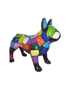 Figura Buldog Pop-Art Rainbow Multicolor wysoki połysk żywica