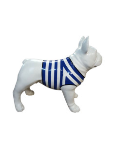 Figura Buldog Pop-Art Neo-Pop biały marynarski w granatowe paski wysoki połysk żywica