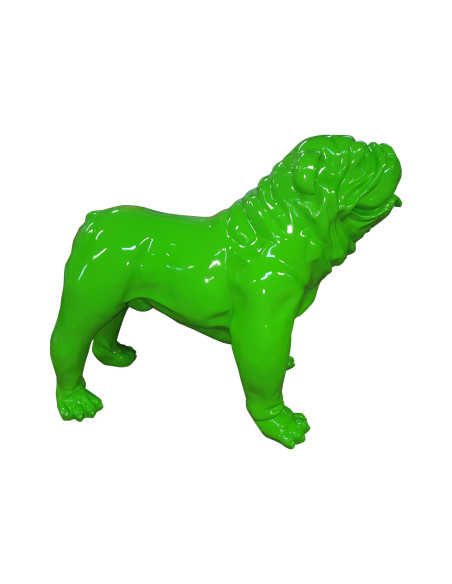Figura Buldog Pop-Art Neo-Pop monokolor zielony neon wysoki połysk żywica