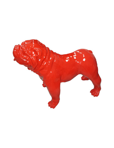 Figura Buldog Pop-Art Neo-Pop monokolor czerwony neon wysoki połysk żywica
