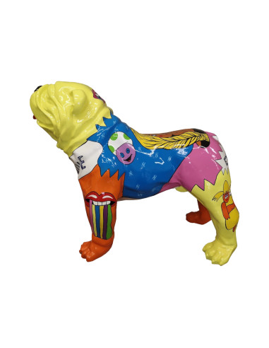 Figura Buldog Pop-Art Comic Graffiti Love Rainbow multicolor wysoki połysk żywica