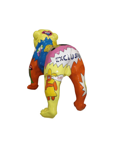 Figura Buldog Pop-Art Comic Graffiti Love Rainbow multicolor wysoki połysk żywica
