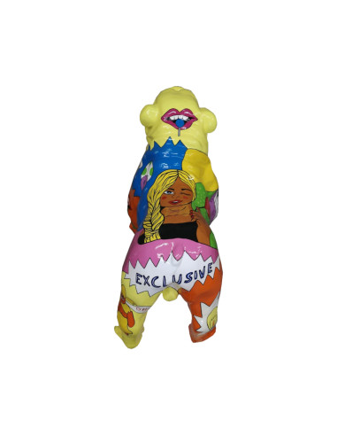 Figura Buldog Pop-Art Comic Graffiti Love Rainbow multicolor wysoki połysk żywica