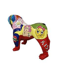 Figura Buldog Pop-Art Comic Emoji Graffiti multicolor wysoki połysk żywica
