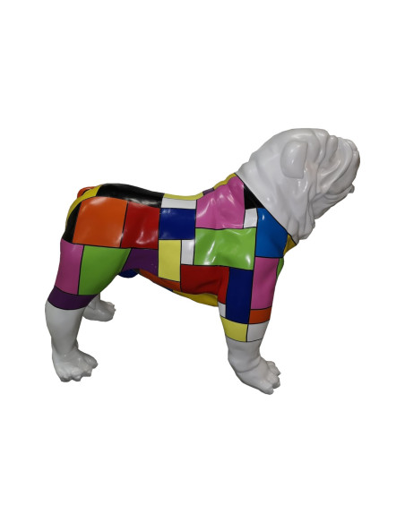 Figura Buldog Pop-Art Hard-edge De Stijl multicolor biały wysoki połysk żywica