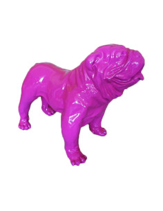 Figura Buldog Pop-Art Neo-Pop monokolor różowy fuksja wysoki połysk żywica