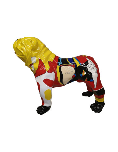 Figura Buldog Pop-Art Picasso czerwono-żółta wysoki połysk żywica