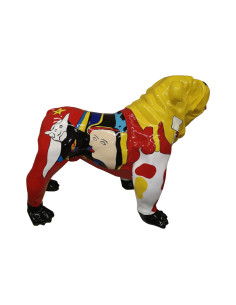 Figura Buldog Pop-Art Picasso czerwono-żółta wysoki połysk żywica 2