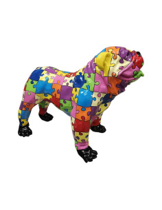Figura Buldog Pop-Art Puzzle Jigsaw multicolor wysoki połysk żywica