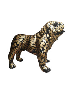 Figura Buldog Glamour Black Gold Leaf Pattern Art złoty wysoki połysk żywica