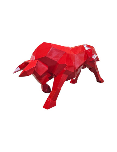 Figura Byk geometryczny Low-Poly czerwony wysoki połysk żywica