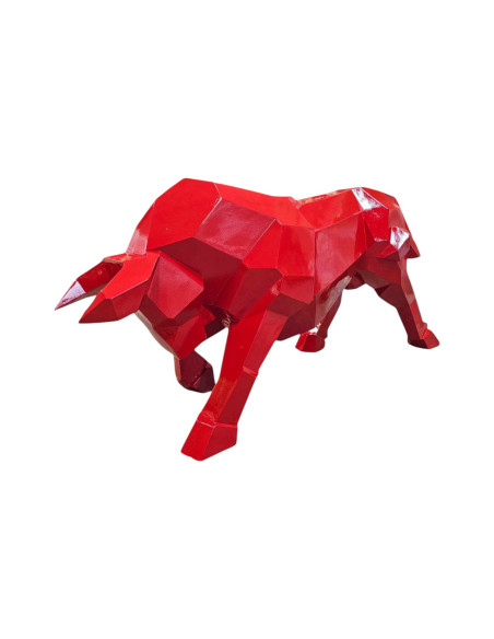 Figura Byk geometryczny Low-Poly czerwony wysoki połysk żywica