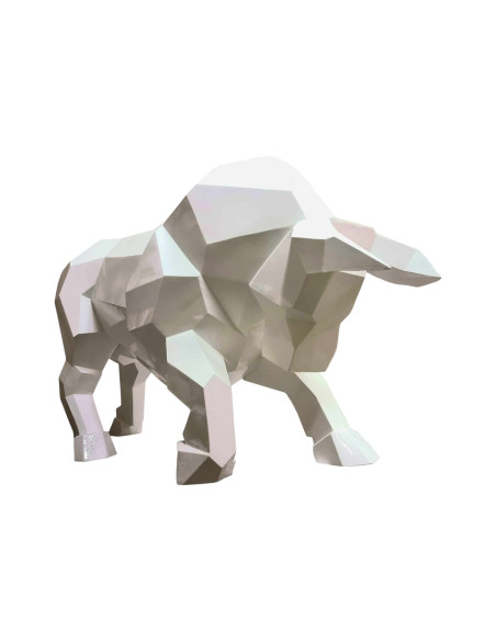 Figura Byk Geometryczny Low-Poly Modern biały wysoki połysk żywica
